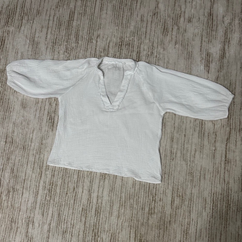 Lush White Peplum Blouse Size Medium Neutral Cottagecore Country Chic Summer